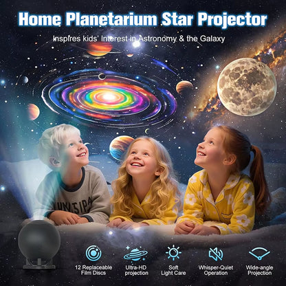 Planetarium Projector for Bedroom, 12 Image Discs, Galaxy Projectors Star Night Light, Ceiling Mood Lighting, Space Lamp