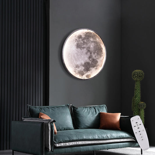 3D Moon LED Wall Lamp Modern Art Deco Lighting, Remote Control Lighting with 16